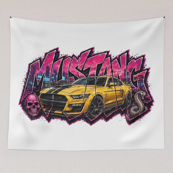 Item preview, Mustang Shelby GT500 Street Art - Yellow Muscle Car Graffiti Design designed and sold by SasquatchTrail.