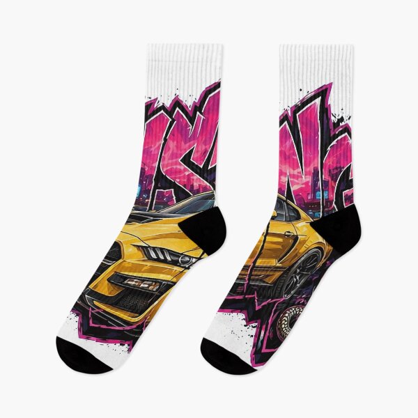 Item preview, Mustang Shelby GT500 Street Art - Yellow Muscle Car Graffiti Design designed and sold by SasquatchTrail.