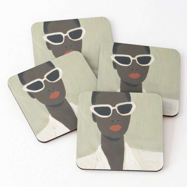 Item preview, Stylish Black Woman White Sunglasses Portrait designed and sold by Maisonsucces.