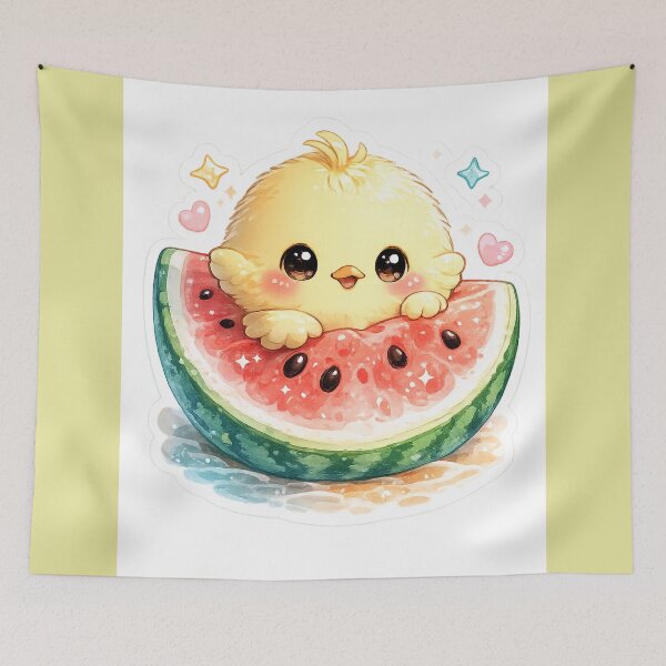 Item preview, Watermelon Chick – Cute Summer Kawaii Sticker designed and sold by SaphireArt.