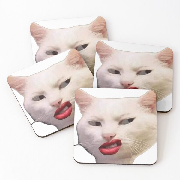 Item preview, Cat With Attitude Red Lips Pet Meme Grunge Illustration designed and sold by Mustangana.
