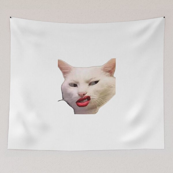 Item preview, Cat With Attitude Red Lips Pet Meme Grunge Illustration designed and sold by Mustangana.