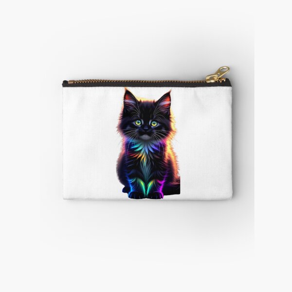 Item preview, Fluffy Black Kitten with Vibrant Rainbow Neon Fur designed and sold by Pani Kara.
