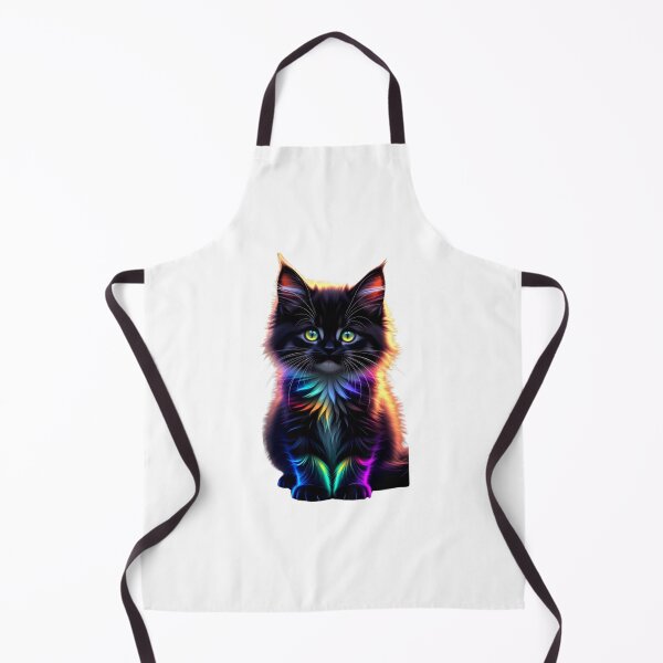 Item preview, Fluffy Black Kitten with Vibrant Rainbow Neon Fur designed and sold by Pani Kara.
