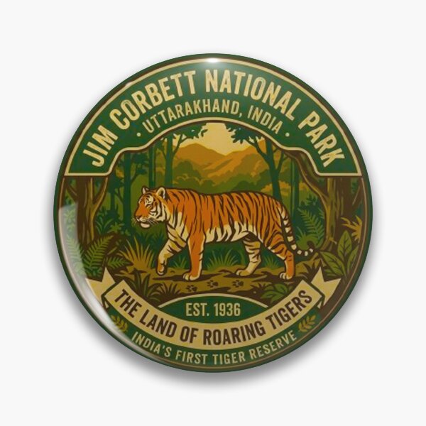 Item preview, im Corbett National Park Uttarakhand India Bengal Tiger Vintage Badge designed and sold by MT-Hub | Cute Aesthetic Art, Stickers & Phone Cases.