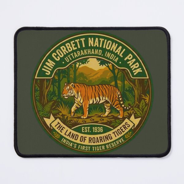 Item preview, im Corbett National Park Uttarakhand India Bengal Tiger Vintage Badge designed and sold by MT-Hub | Cute Aesthetic Art, Stickers & Phone Cases.