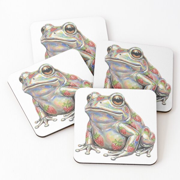 Item preview, Strawberry Frog Holographic Iridescent Cute Animal Art designed and sold by GymTanLaundry.