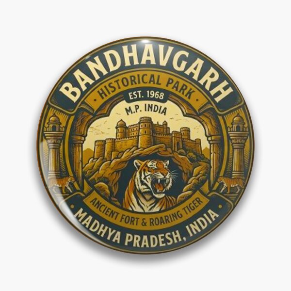 Item preview, Bandhavgarh National Park Madhya Pradesh India Ancient Fort Tiger Vintage Badge designed and sold by MT-Hub | Cute Aesthetic Art, Stickers & Phone Cases.