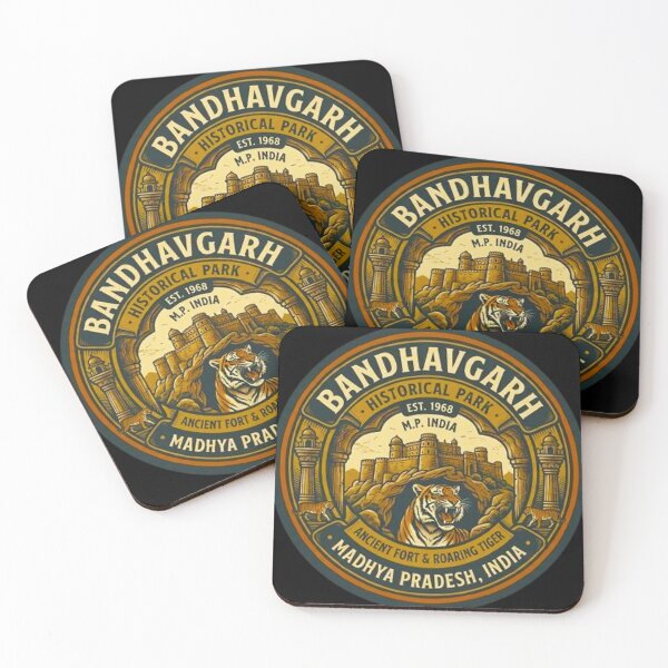 Item preview, Bandhavgarh National Park Madhya Pradesh India Ancient Fort Tiger Vintage Badge designed and sold by MT-Hub | Art for Every Soul.