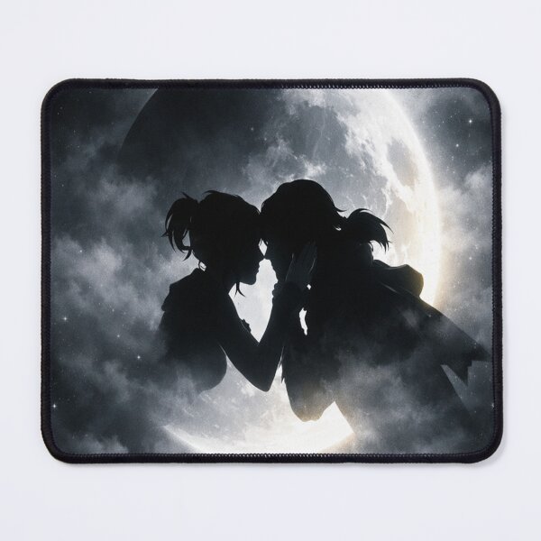 Item preview, Celestial Eternal Embrace – Anime Couple Moon Silhouette Art designed and sold by ZINO WORLD.