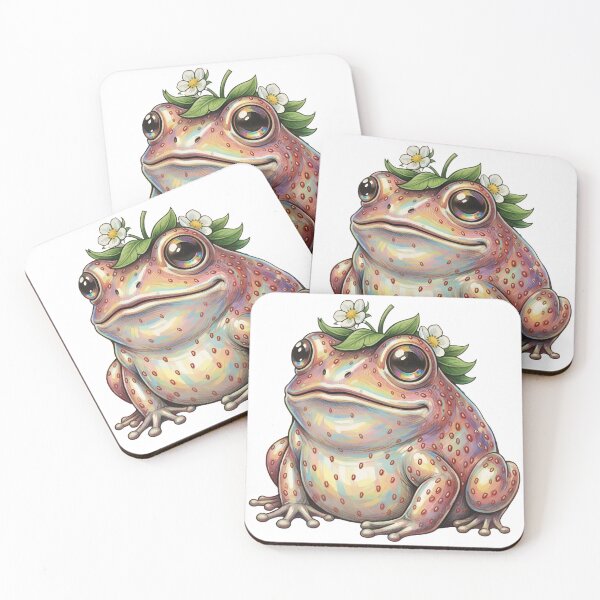 Item preview, Strawberry Frog Holographic Iridescent Cute Animal Art designed and sold by GymTanLaundry.