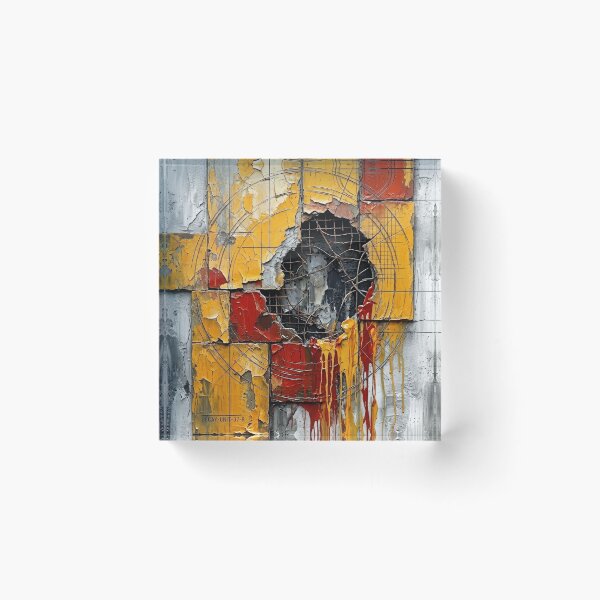 Item preview, Industrial Geometric Abstract in Yellow and Red designed and sold by caracatita75.