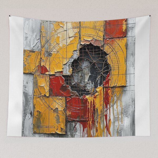 Item preview, Industrial Geometric Abstract in Yellow and Red designed and sold by caracatita75.