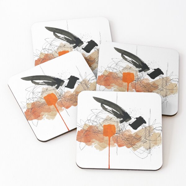 Item preview, Abstract Dynamic Ink and Wash with Orange Accent designed and sold by caracatita75.