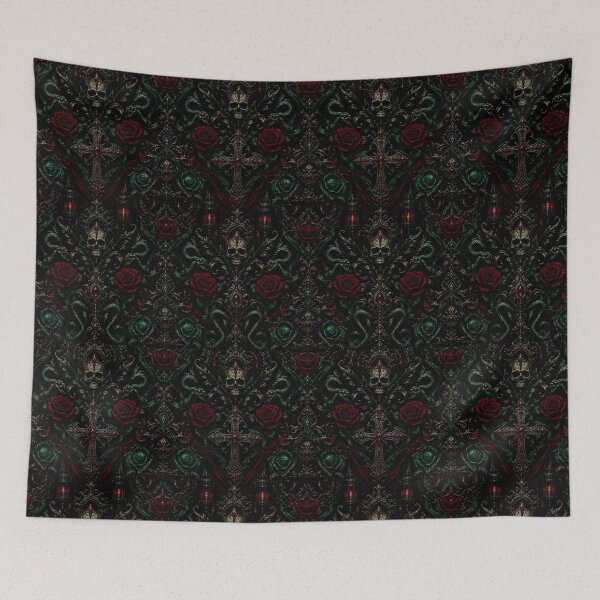 Item preview, Gothic Skull & Rose Damask - Dark Victorian Noir Seamless Pattern designed and sold by cabuks.