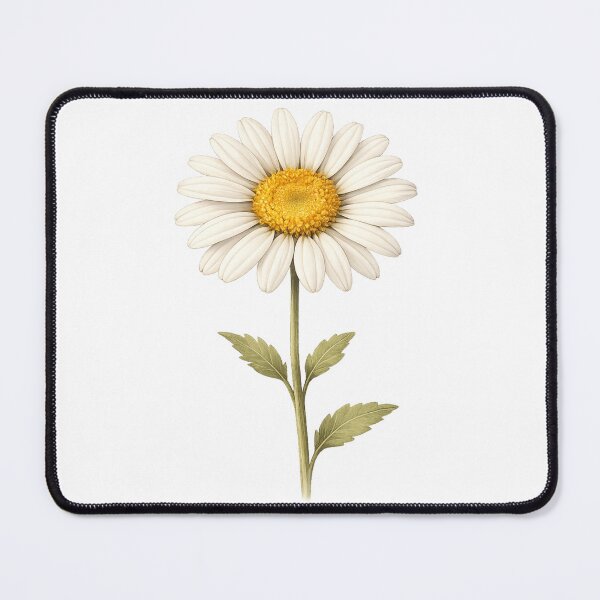 Item preview, Elegant Daisy Botanical Illustration | Minimal White Flower Nature Art designed and sold by Joyfulfabric.
