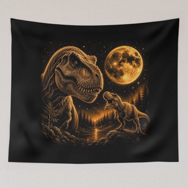 Item preview, T-rex Howling To The Moon Vintage 90s Graphic Dinosaur designed and sold by will freed18.