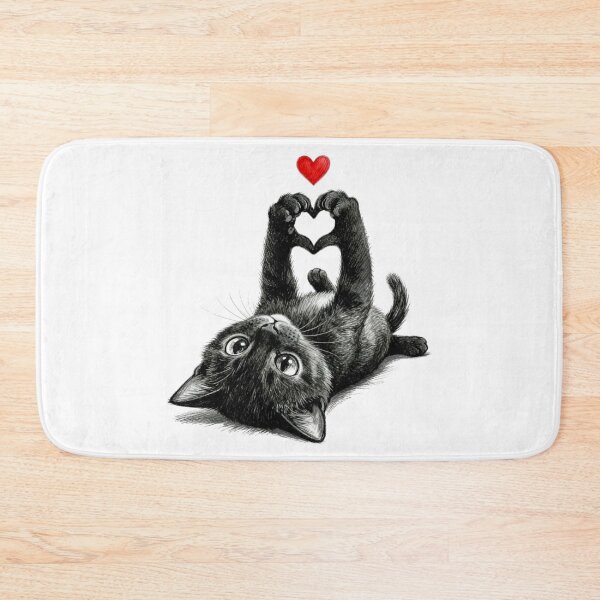 Item preview, Adorable Black Kitten Making a Heart with Paws designed and sold by Pani Kara.