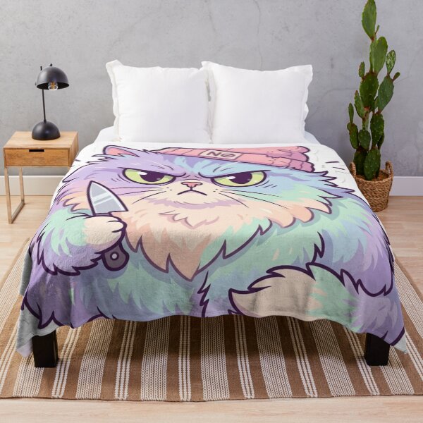 Item preview, Grumpy Fluffy Cat with Knife – Funny Chaotic Meme Design designed and sold by SoftAuraStudi0.