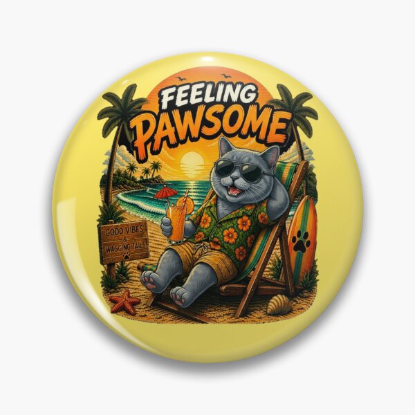 Artikelvorschau, Britisch Kurzhaar Katze Stranddesign – Fühle dich wie ein Pfotenabdruck Sommerurlaubshund entworfen und verkauft von PixelsPaws.