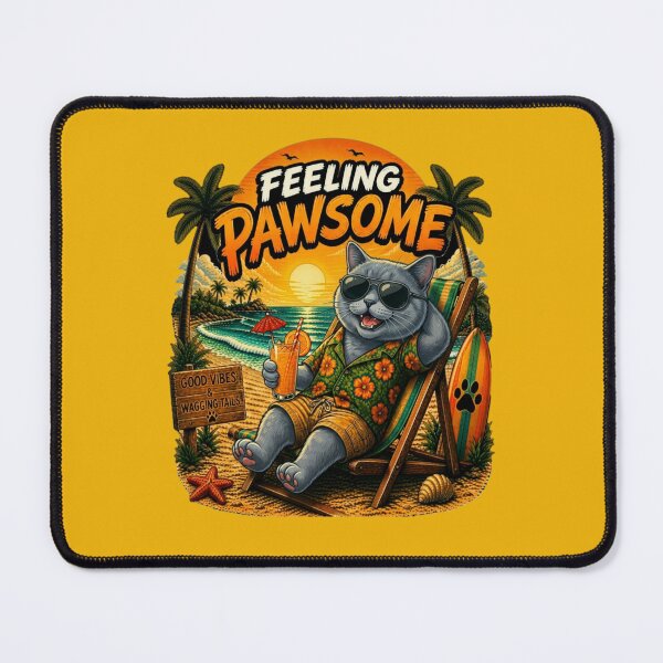 Item preview, British Shorthair Cat Beach Design – Feeling Pawsome Summer Vibes Vacation Dog designed and sold by PixelsPaws.