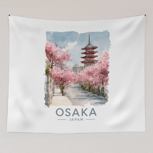 Item preview, A Watercolor Travel Print of Osaka - Japan  designed and sold by StudioRedKoala.