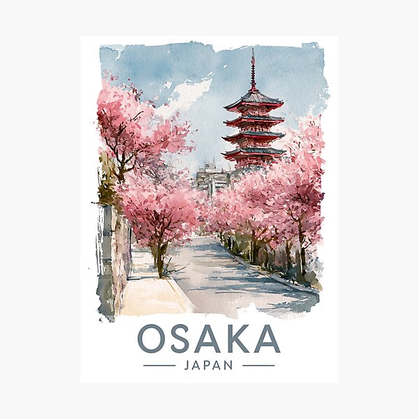 Item preview, A Watercolor Travel Print of Osaka - Japan  designed and sold by StudioRedKoala.