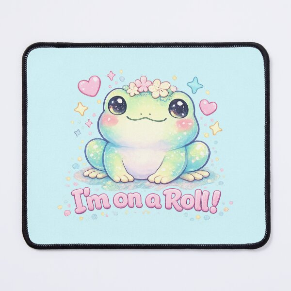 Item preview, Pastel Cute Frog “I’m on a Roll!” Funny Kawaii Frog Sticker designed and sold by StickyDelights.