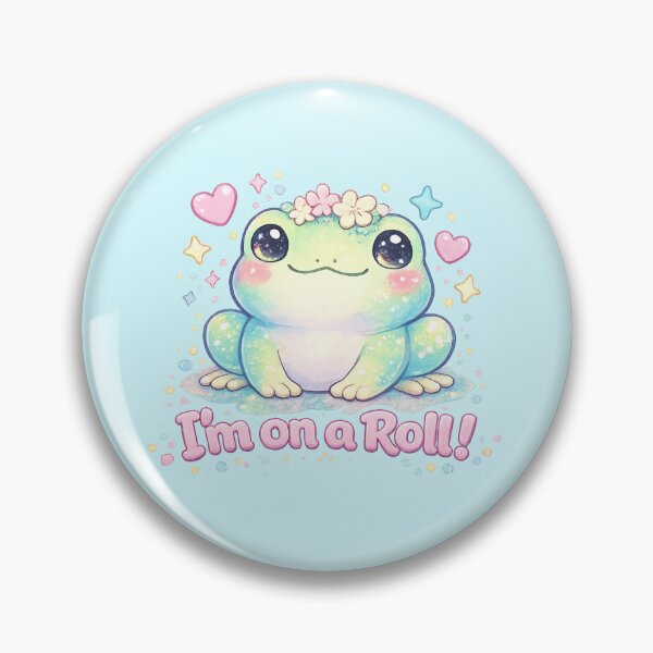 Item preview, Pastel Cute Frog “I’m on a Roll!” Funny Kawaii Frog Sticker  designed and sold by Nusha Creations.