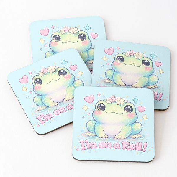 Item preview, Pastel Cute Frog “I’m on a Roll!” Funny Kawaii Frog Sticker  designed and sold by StickyDelights.