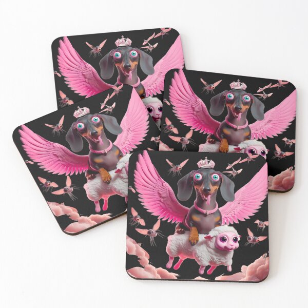 Item preview, Pink Angel Dachshund Flying With Sheep designed and sold by LujziWorld.