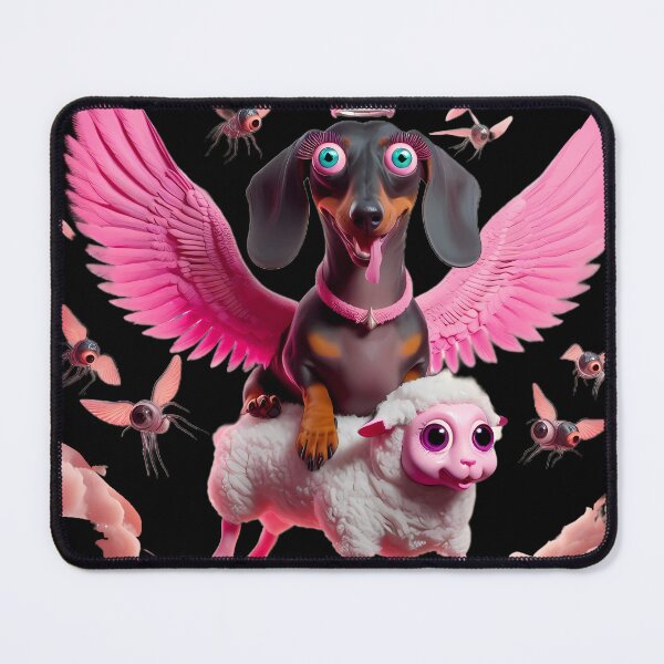 Item preview, Pink Angel Dachshund Flying With Sheep designed and sold by LujziWorld.