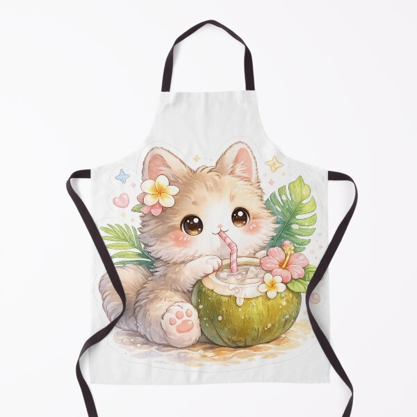 Item preview, Coconut Cat – Tropical Kawaii Sticker designed and sold by SaphireArt.