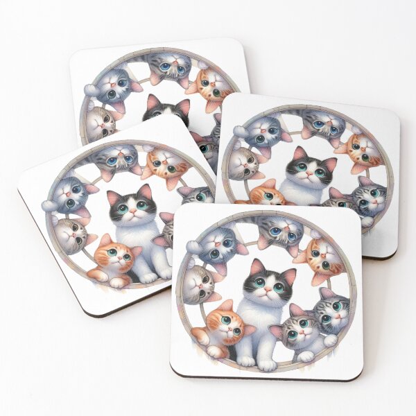 Item preview, Circle of Kittens – Adorable Peek-a-Boo Cat Group designed and sold by Pani Kara.