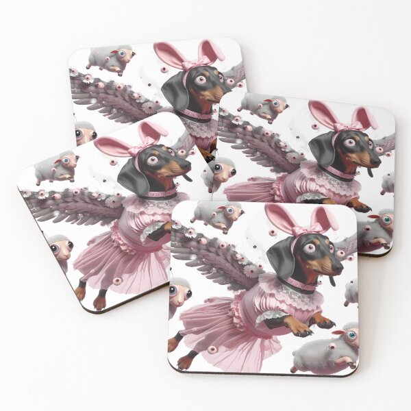 Item preview, Bunny Ear Dachshund With Gothic Angel Wings designed and sold by LujziWorld.