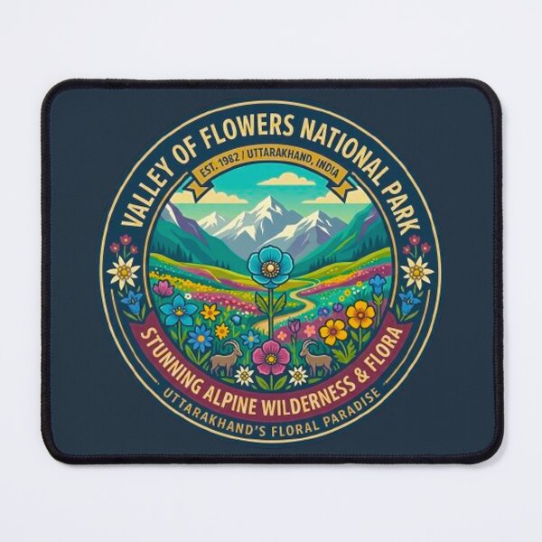 Item preview, Valley of Flowers National Park Uttarakhand India Vintage Badge designed and sold by MT-Hub | Art for Every Soul.