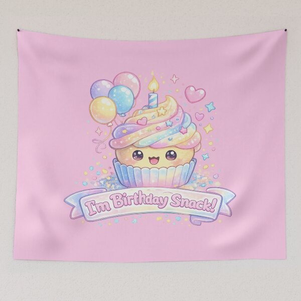 Item preview, Pastel Kawaii Birthday Cupcake – “I’m Birthday Snack!” Cute Funny Icon designed and sold by Nusha Creations.