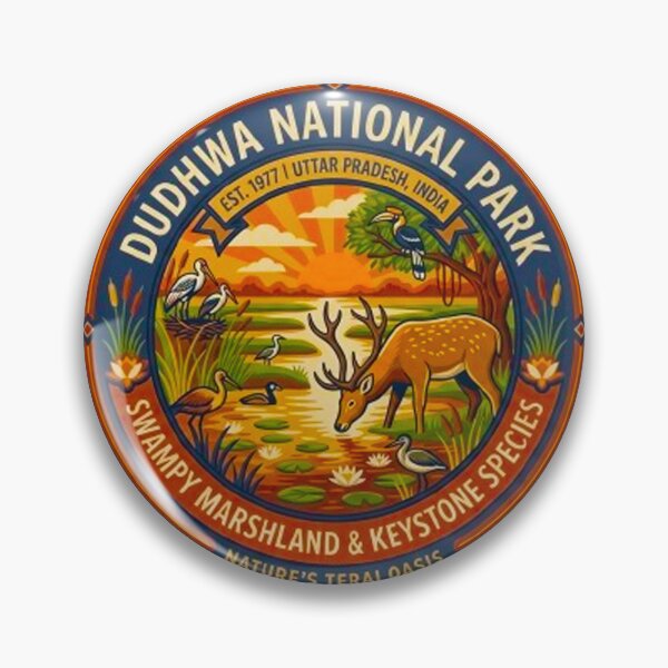 Item preview, Dudhwa National Park Uttar Pradesh India Swamp Deer Vintage Badge designed and sold by MT-Hub | Cute Aesthetic Art, Stickers & Phone Cases.