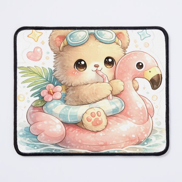 Item preview, Flamingo Floatie Bear – Cute Pool Party Kawaii Sticker designed and sold by SaphireArt.