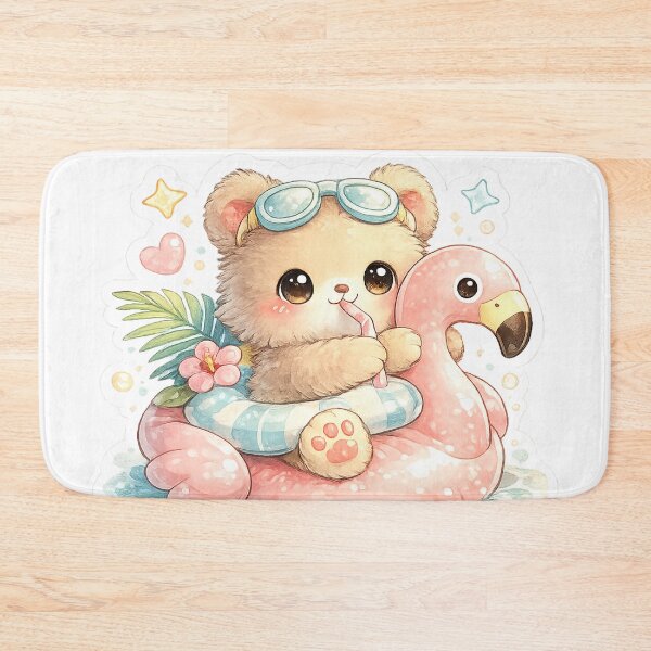Item preview, Flamingo Floatie Bear – Cute Pool Party Kawaii Sticker designed and sold by SaphireArt.