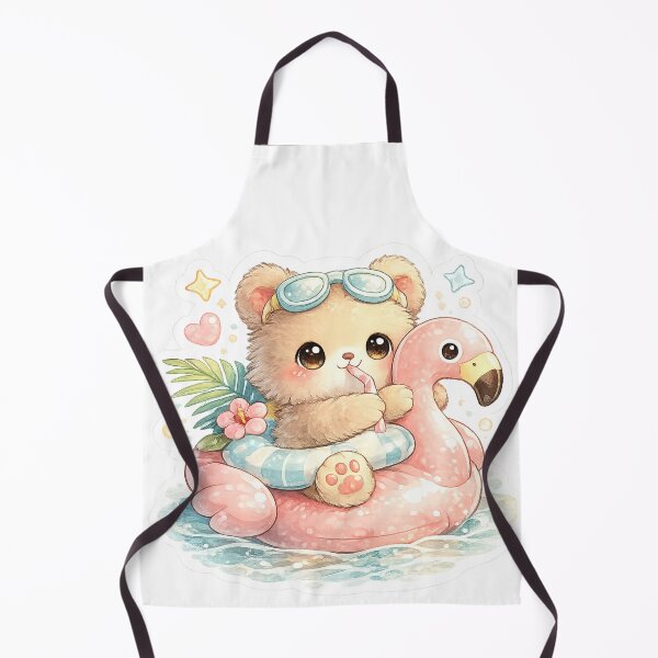 Item preview, Flamingo Floatie Bear – Cute Pool Party Kawaii Sticker designed and sold by SaphireArt.