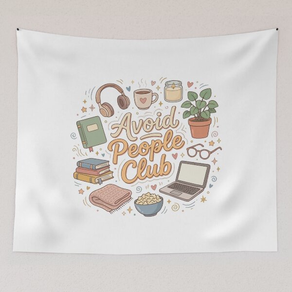 Item preview, Avoid People Club Introvert Humor Cozy designed and sold by HandicraftArt.