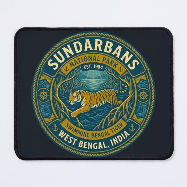 Item preview, Sundarbans National Park West Bengal India Swimming Tiger Vintage Badge designed and sold by MT-Hub | Cute Aesthetic Art, Stickers & Phone Cases.