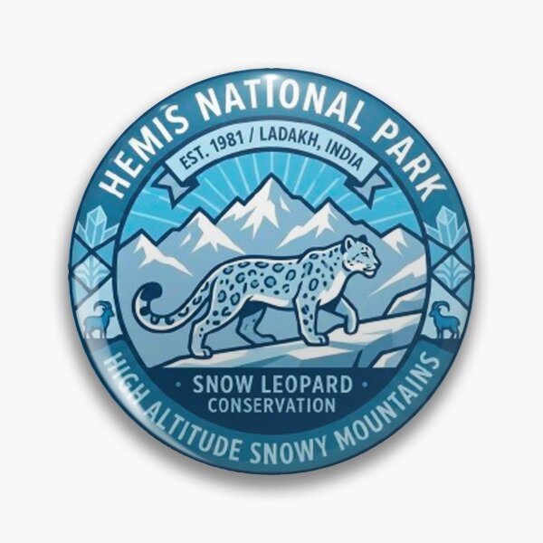 Item preview, Hemis National Park Ladakh India Snow Leopard Vintage Badge designed and sold by MT-Hub | Cute Aesthetic Art, Stickers & Phone Cases.