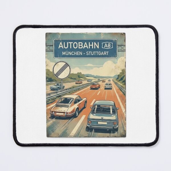 Item preview, German Autobahn A8 – Vintage Retro Highway Poster designed and sold by VladisWorld.