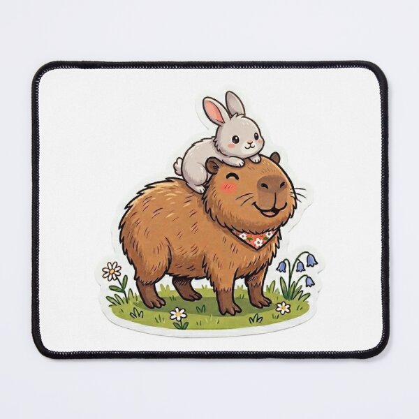 Item preview, capybara and bunny designed and sold by funnyybunnyy.