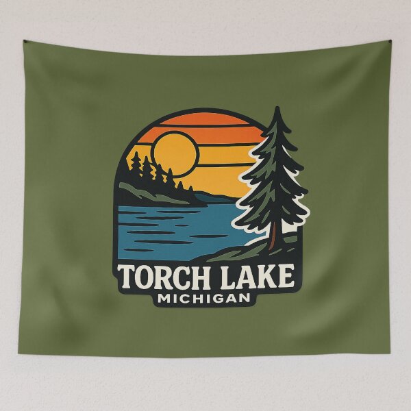 Item preview, Torch Lake Michigan Retro Sunset designed and sold by American Travels.