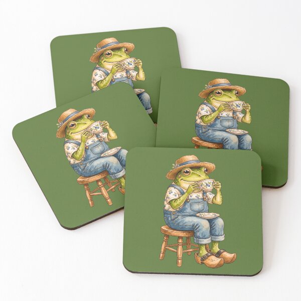 Item preview, Watercolor Frog Drinking Tea designed and sold by EnlightArt.