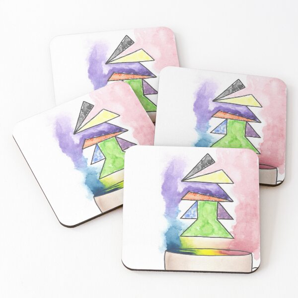 Item preview, funky christmas tree watercolor geometric abstraction designed and sold by ShePaintsMusic.