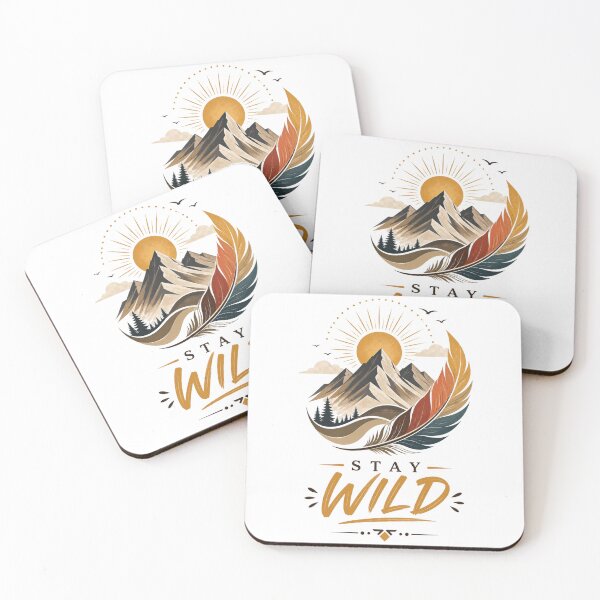 Item preview, Stay Wild Feather & Mountain Art | Rustic Boho Nature Aesthetic designed and sold by Inner Flame Studio.